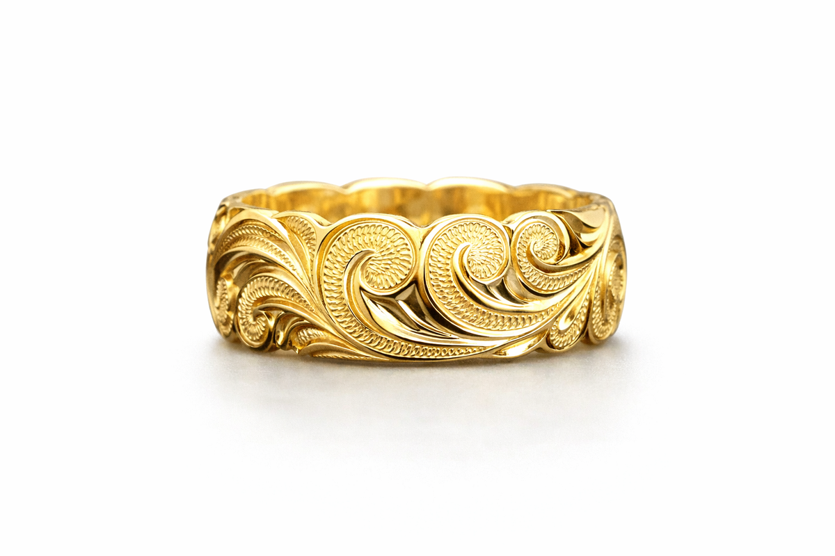 Ring in Gold mit filigranem Blumenmuster