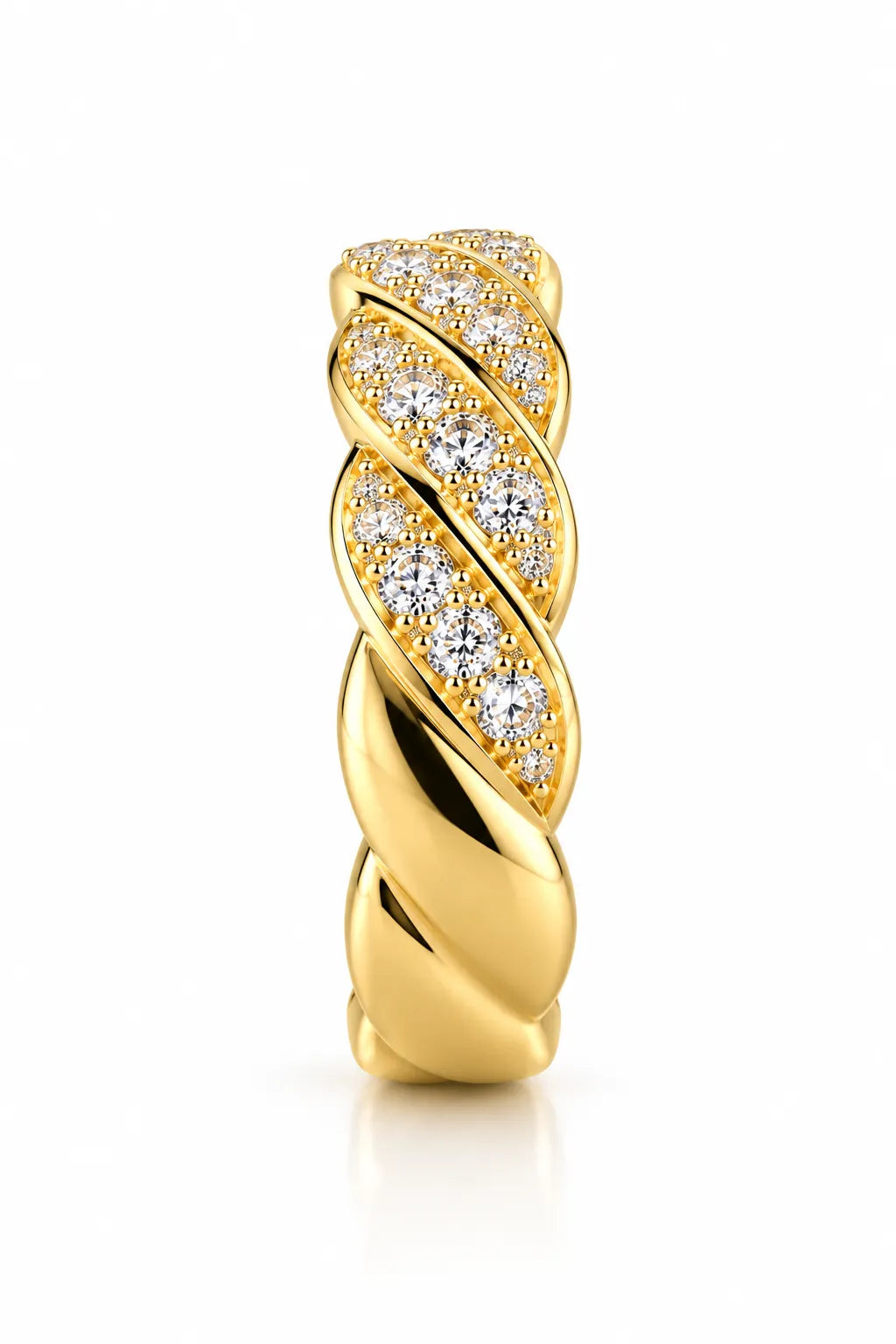 Gewickelter Goldring mit Zirkonia