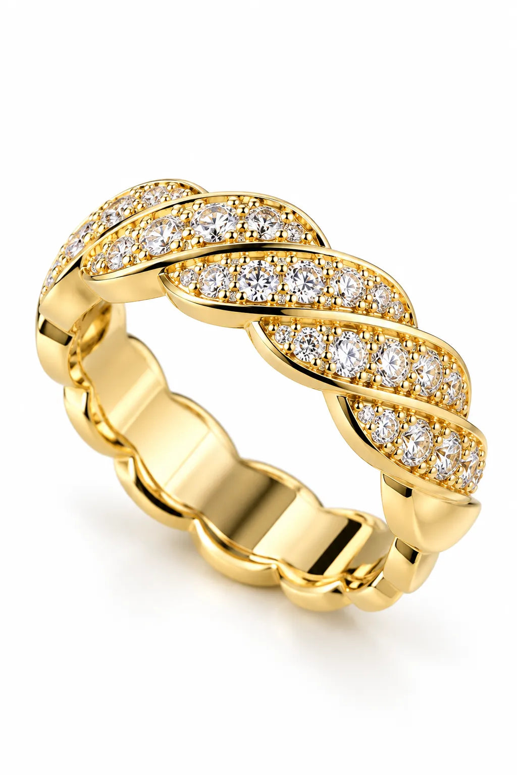 Gewickelter Goldring mit Zirkonia