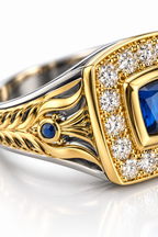 Siegelring Gold Blau Silber mit Zirkonia