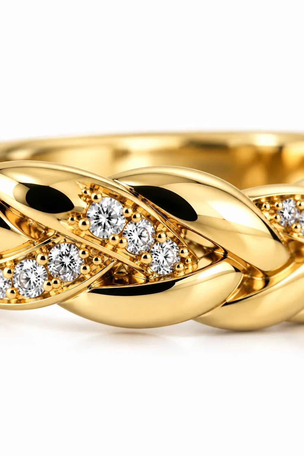 Schmaler Ring Gedreht in Gold mit Zirkonia
