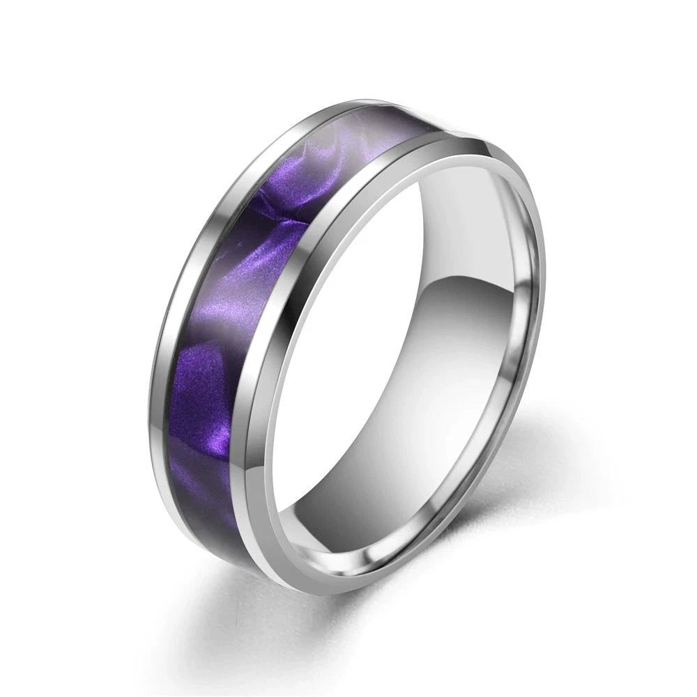Edelstahl Ring Lila Inlay