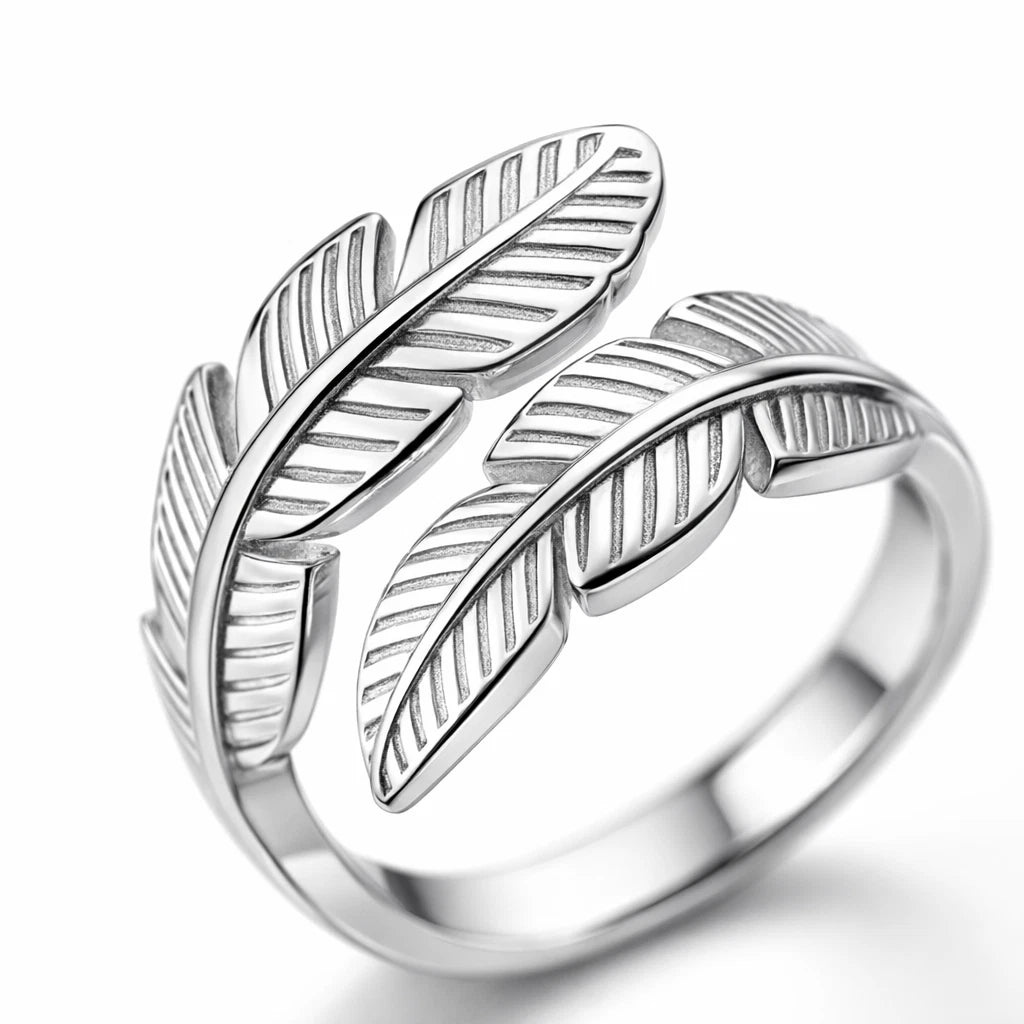 Offener Ring Gold Silber Feder