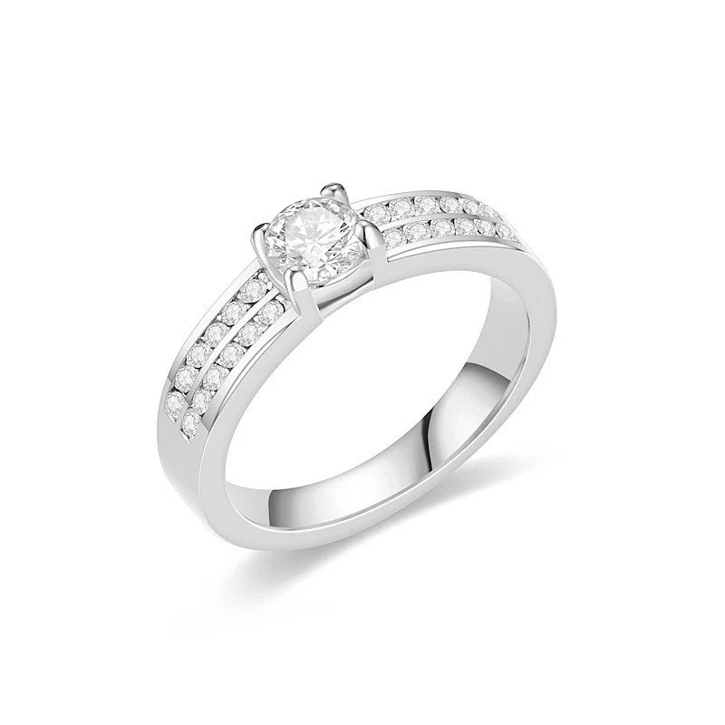 Glänzender Edelstahl Zirkonia Silber Gold