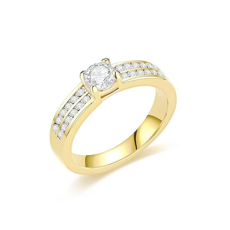 Glänzender Edelstahl Zirkonia Silber Gold