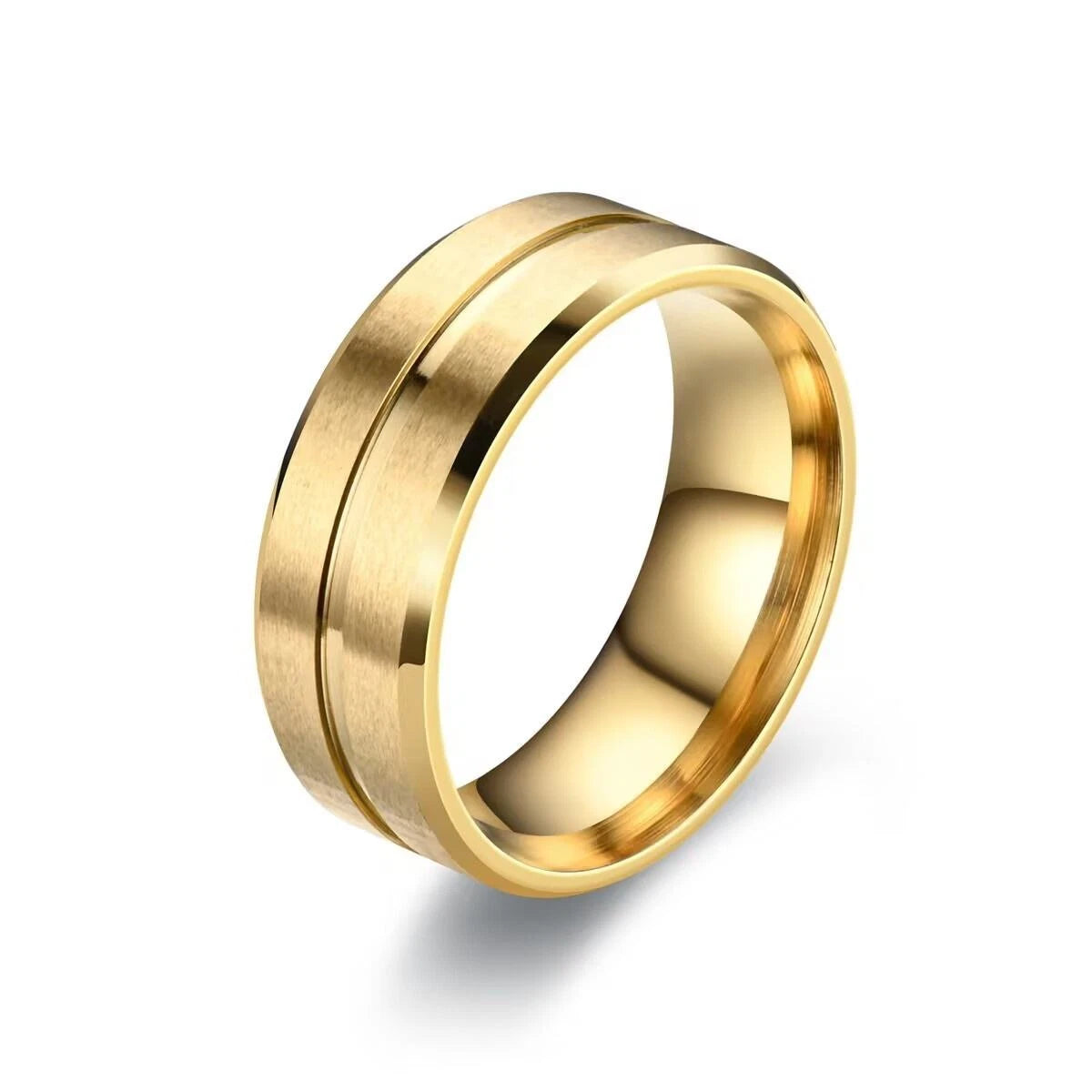 Strich Ring Edelstahl Gold Siber
