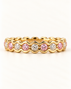 Eternity Ring mit pinken und weißen Zirkonia Steinen in Gold