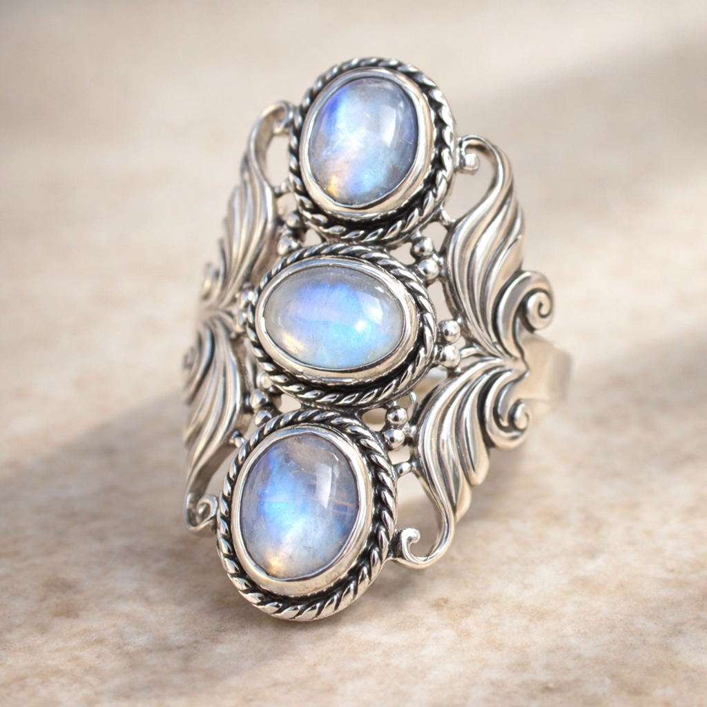 Mondstein Ring Silber